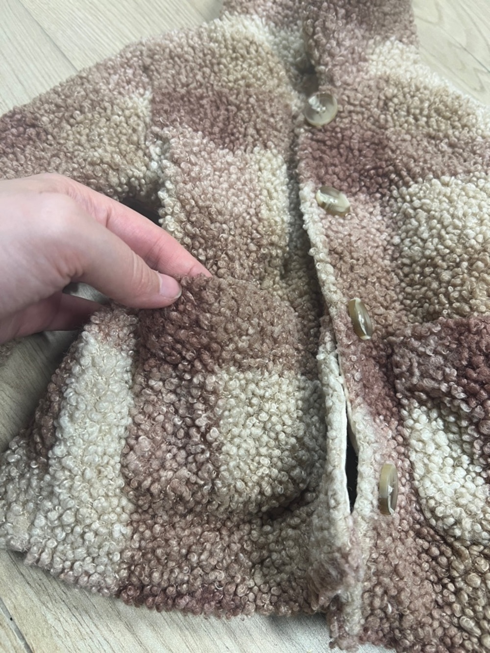H&M Cream & Brown Plush Teddy Pea Coat for Kids - Picture 2 of 5